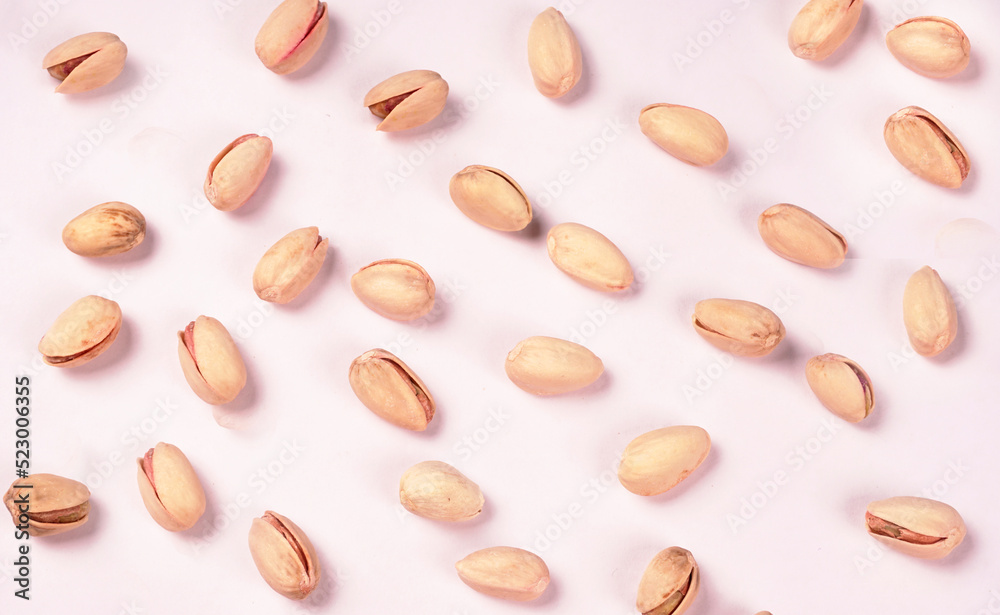 Almonds top view isolated on white background.