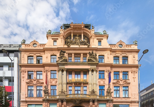 Beautiful house on the Vaclavske Namesti. Prague, Czech Republic