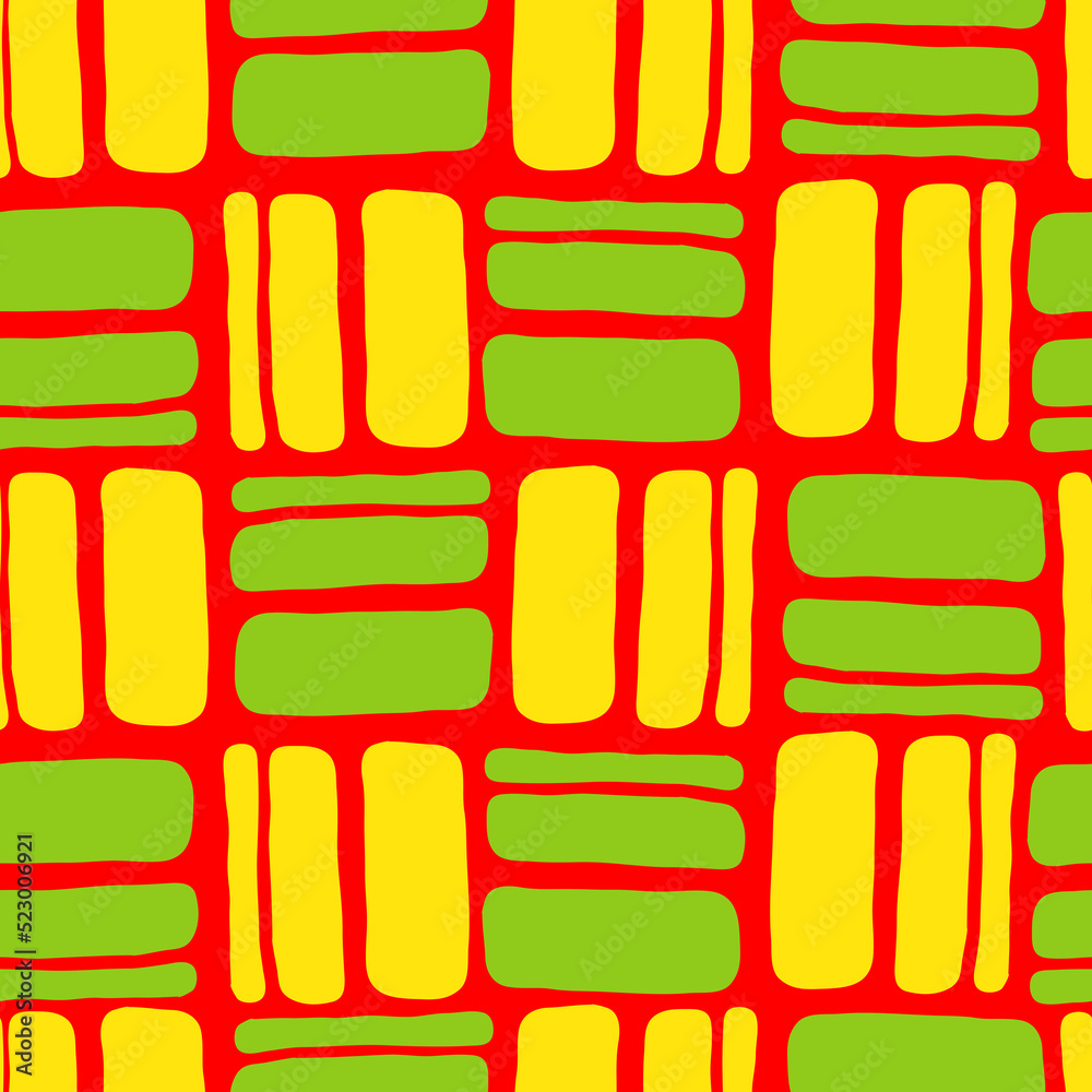 Geometric seamless abstract pattern with repeating rectangles and squares. Colourful ethnic composition style design for print, backdrop, background, textile, fabric products, wrapping and wall paper. Geometric seamless abstract pattern with repeating rectangles and squares. Colourful ethnic composition style design for print, backdrop, background, textile, fabric products, wrapping and wall paper.