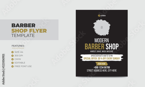 Modern barbershop flyer design template editable beauty salon business poster template