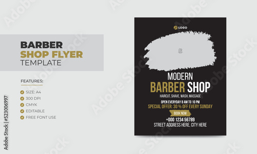 Modern barbershop flyer design template editable beauty salon business poster template