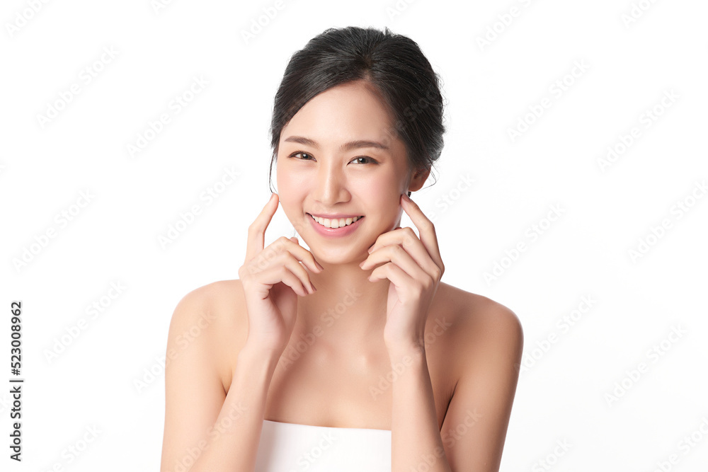 Beautiful young asian woman with clean fresh skin on white background, Face care, Facial treatment, Cosmetology, beauty and spa, Asian women portrait. Beautiful young asian woman with clean fresh skin on white background, Face care, Facial treatment, Cosmetology, beauty and spa, Asian women portrait.