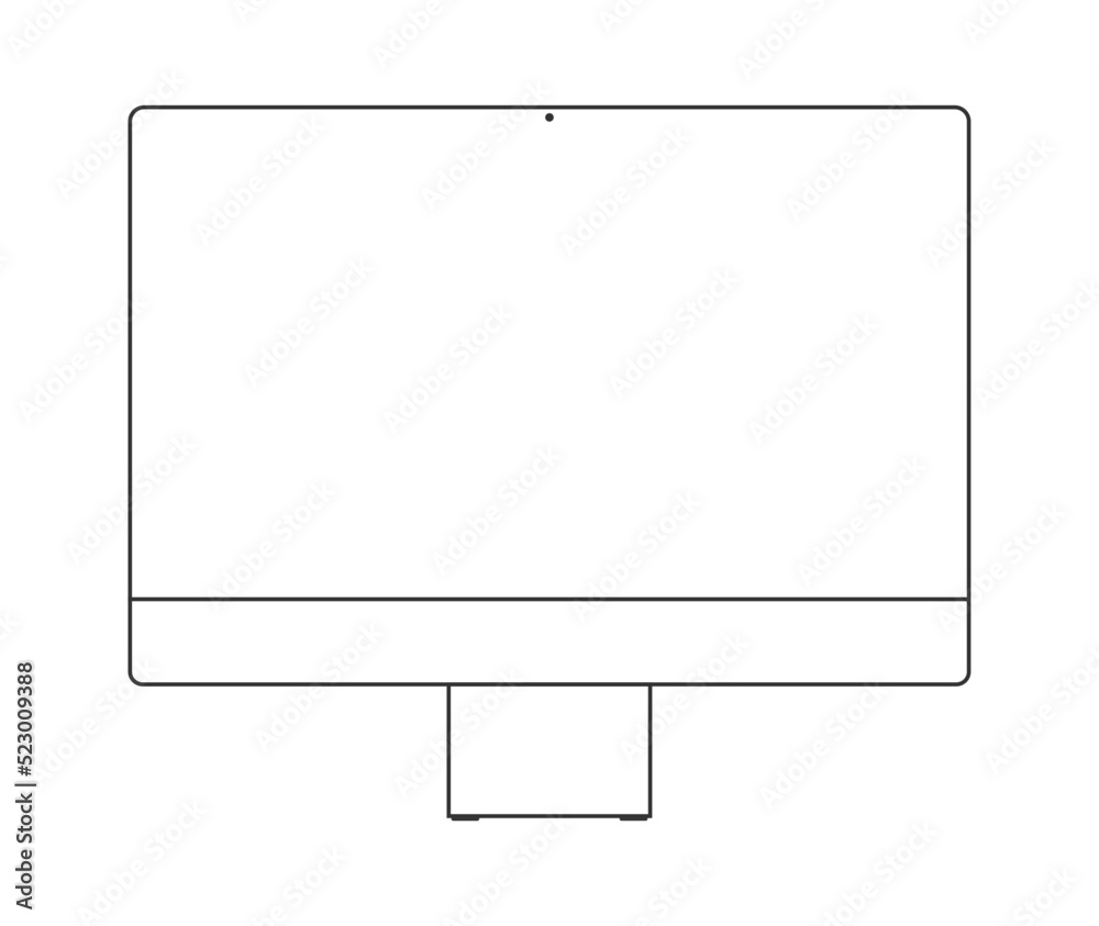 Computer with display wireframe mockup Computer with display wireframe mockup