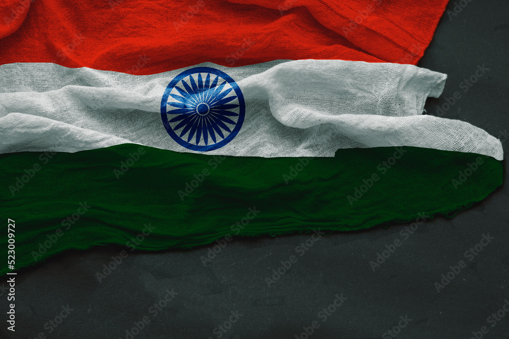 Indian National Flag with black background. Stock Photo Adobe Stock