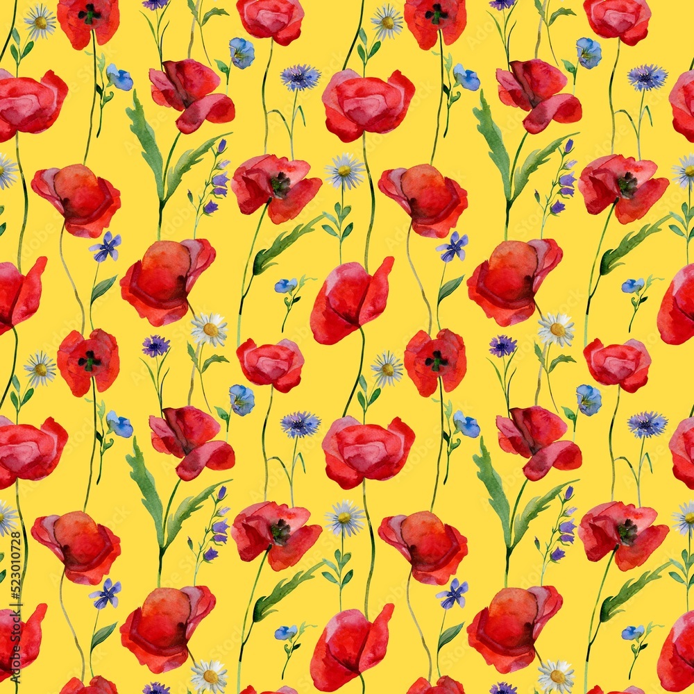 seamless pattern with poppies