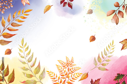 dry leaves on the background of watercolor stains, illustration wallpaper