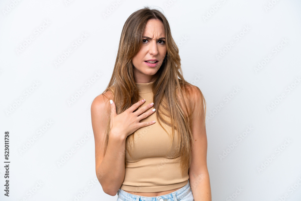 Young caucasian woman isolated on white background pointing to oneself Young caucasian woman isolated on white background pointing to oneself