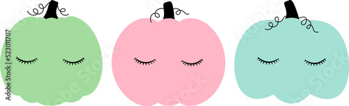 Set cute pumpkins vector illustration