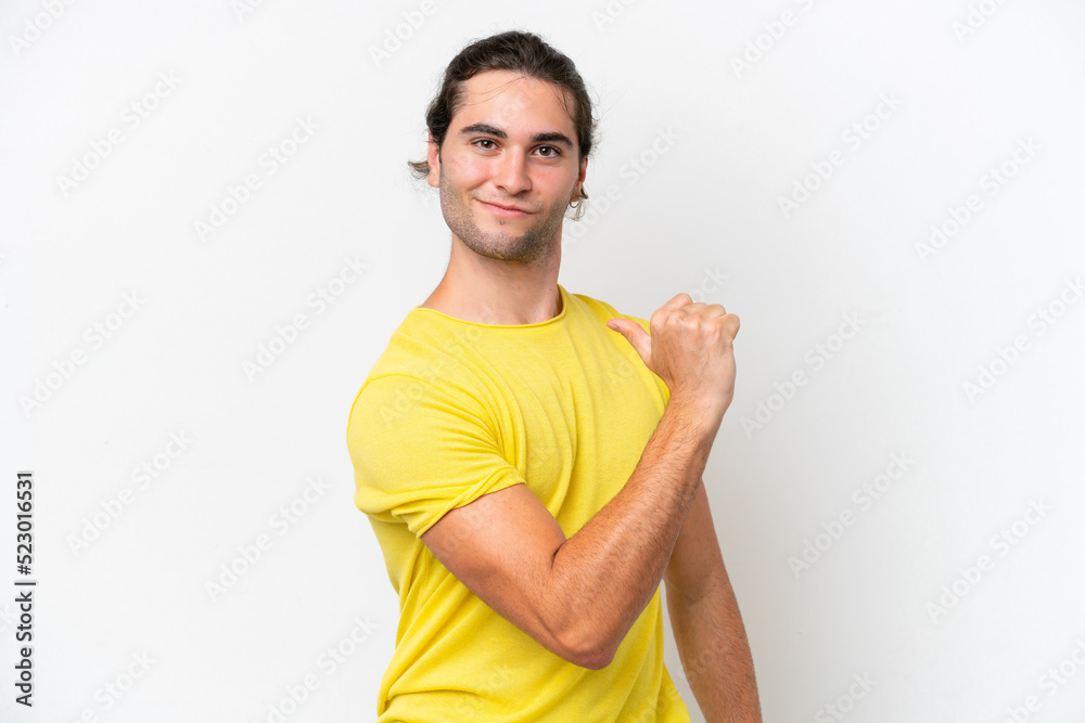 Caucasian handsome man isolated on white background proud and self-satisfied Caucasian handsome man isolated on white background proud and self-satisfied