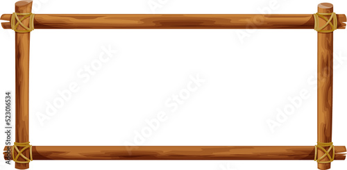 Canvas Print Bamboo frame rectangle border tied by old ropes