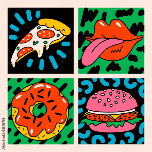 Cartoon vector funny cute Comic characters. Crazy cartoons Abstract vector co...