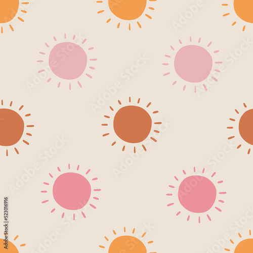 Hand drawn modern doodle seamless pattern. Pastel grunge background. Vector illustration