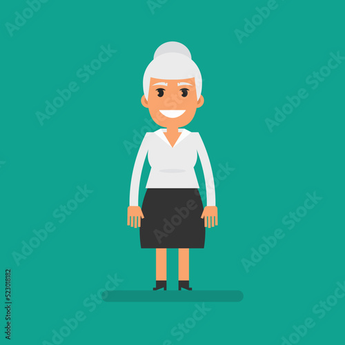 Old business woman standing and smiling