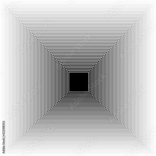 Minimalistic black and white Geometric Background. White Square Tonnel. 