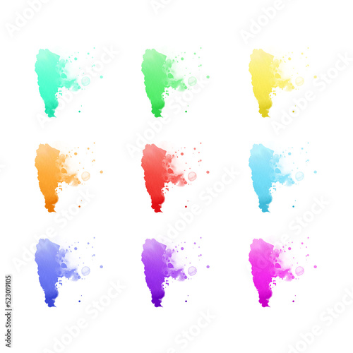 Country map watercolor sublimation backgrounds set on white background. Argentina