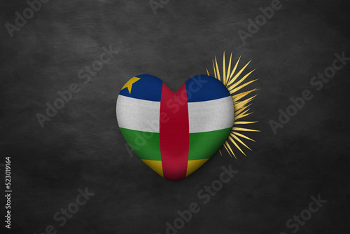 Textile heart in colors of national flag. Photography and marketing digital backdrop. Central African Republic