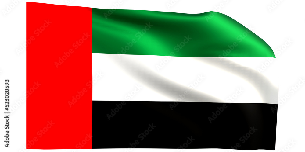 United Arab Emirates flag 3d render. United Arab Emirates flag 3d render.