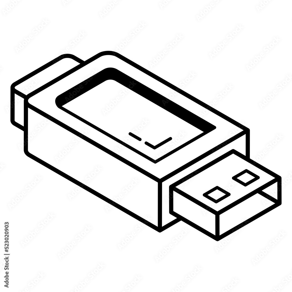 A usb icon in line design A usb icon in line design