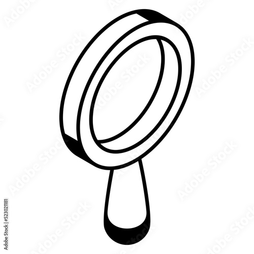 A magnifier glass isometric line icon
