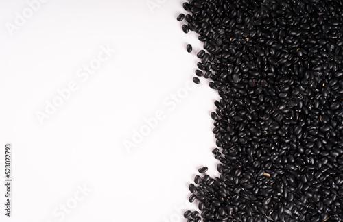 Photography Beans on white background, black beans