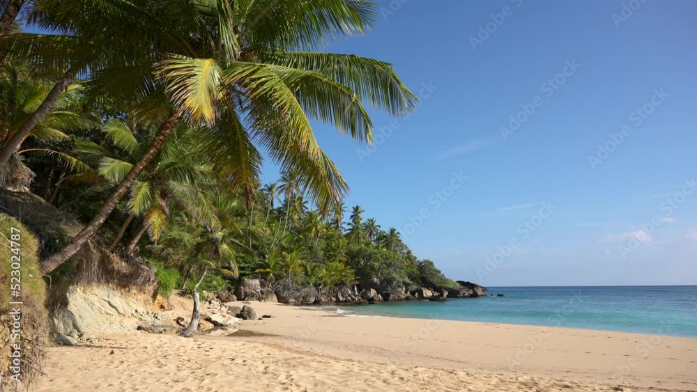 Turquoise sea waves on the shore of Playa Preciosa beach, Dominican Republic. Paradise seascape Turquoise sea waves on the shore of Playa Preciosa beach, Dominican Republic. Paradise seascape