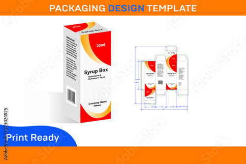 Multivitamin 20 ml Syrup box Packaging Design Template