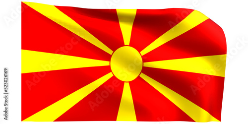 Macedonia flag 3d render.
