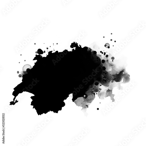 Black artistic country map- form mask on white background. Switzerland
