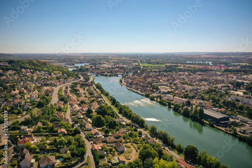 aerial view on the city of Montereau Fault Yonne