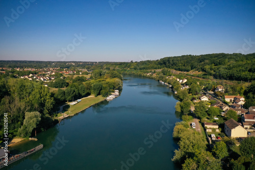aerial view on Vernou La Celle sur Seine