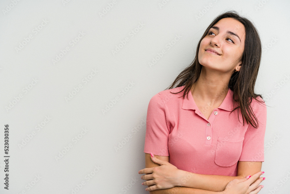 Young caucasian woman isolated on white background smiling confident with crossed arms. Young caucasian woman isolated on white background smiling confident with crossed arms.