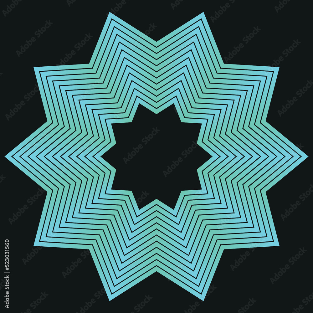 black background with green star. vector illustration