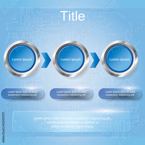 Three step diagram, Vector illustration