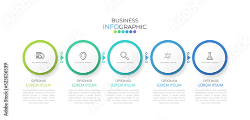 Modern infographic Timeline template can be used for workflow layout, diagram, number options, web design. Infographic business concept with 5 option, parts, steps or processes.