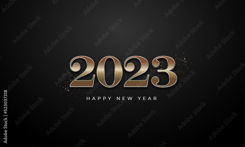 2023 happy new year with elegant gold numbers