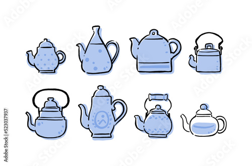 vector teapot hand draw variation