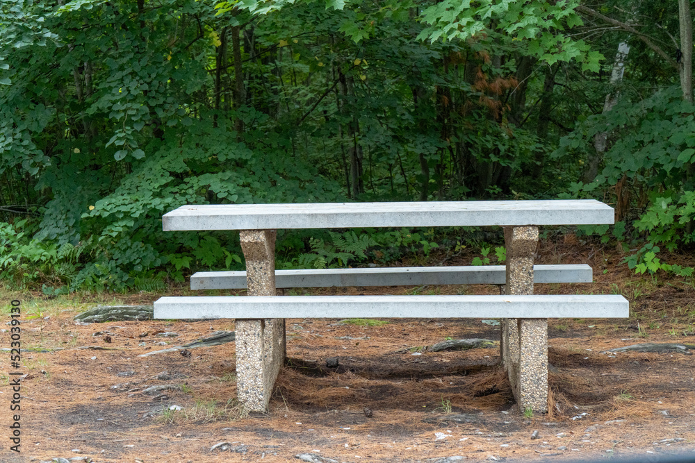 Stone picnic table in park