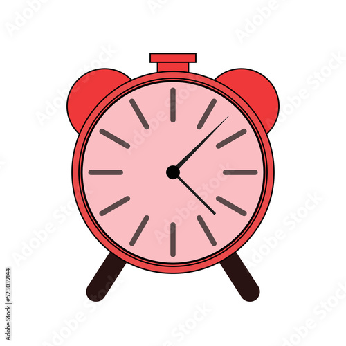 Clock alarm timer wake up red flat design icon - vector illustration