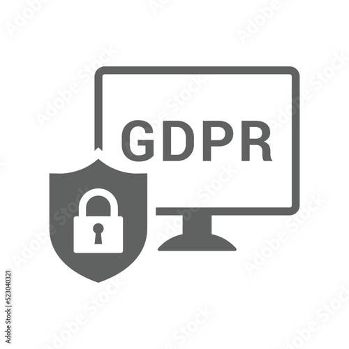 Data, privacy, protection, regulation icon. Gray vector graphics.