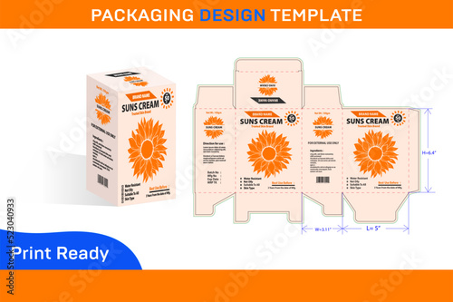 100gm Suns Cream Box Packaging Design Template