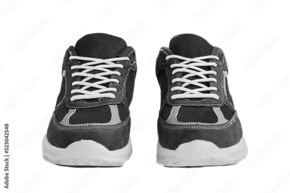 Sneakers for everyday use. Sports shoes for the gym, dance, fitness, office or travel. Pair of unisex sports shoes isolated on white background. Sneakers for everyday use. Sports shoes for the gym, dance, fitness, office or travel. Pair of unisex sports shoes isolated on white background.
