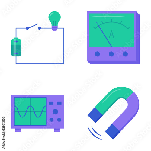 Physics icon set in flat style