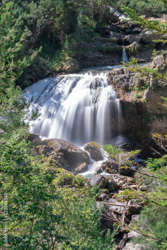 beautiful waterfall in the middle of the mountain