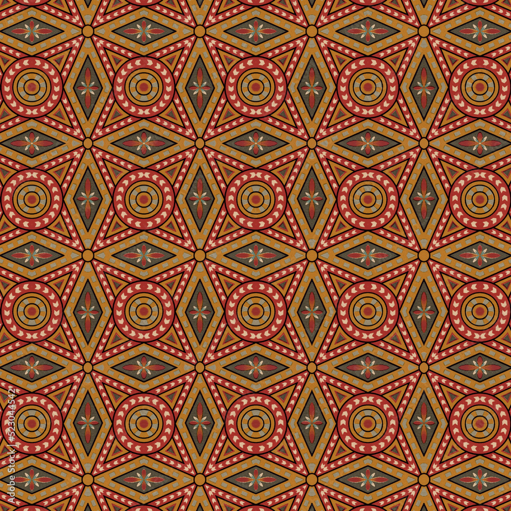 Retro Tiled Circle and Diamond Background Pattern