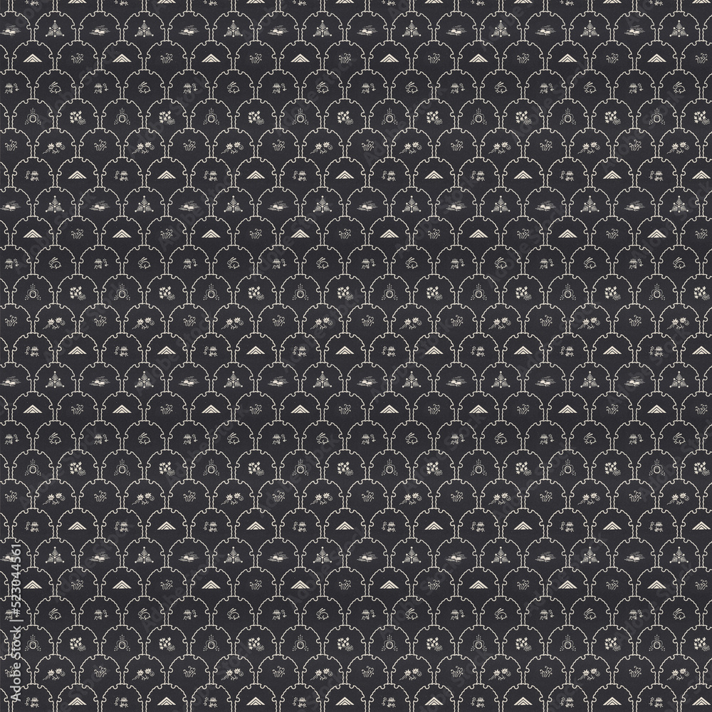 Minimal Japanese Inspired Pattern with Small Pictograms