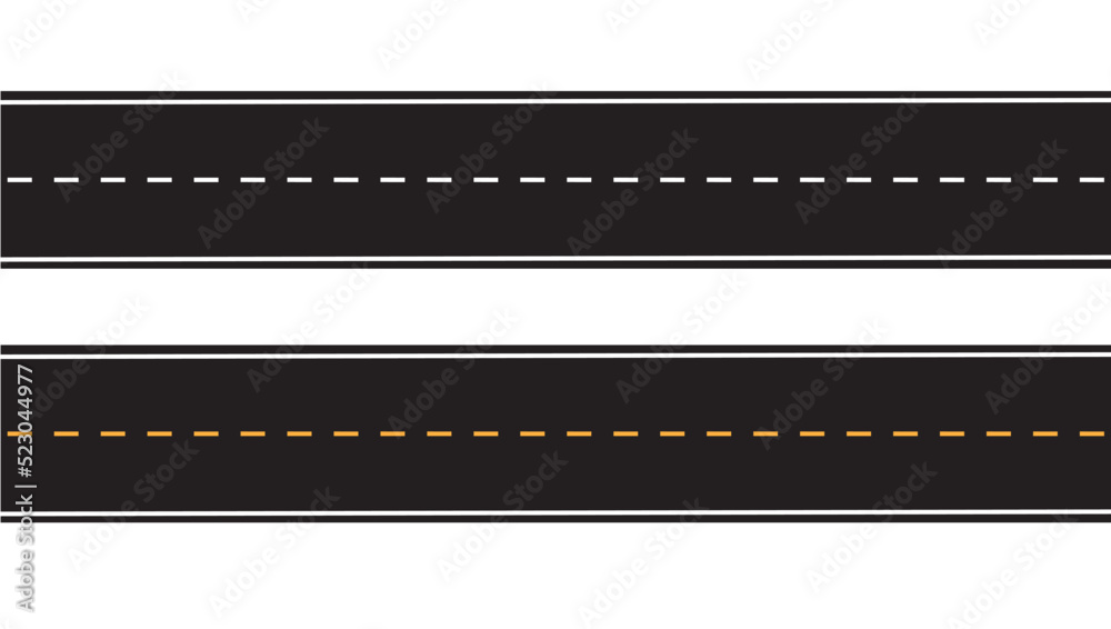 Road asphalt highway street seamless element. Asphalt Roads with Yellow and White Lines. Road asphalt highway street seamless element. Asphalt Roads with Yellow and White Lines.