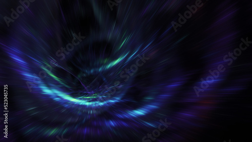 Abstract blurred blue rays. Fantastic space background. Digital fractal art. 3d rendering.