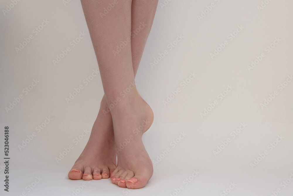 female legs on white background female legs on white background