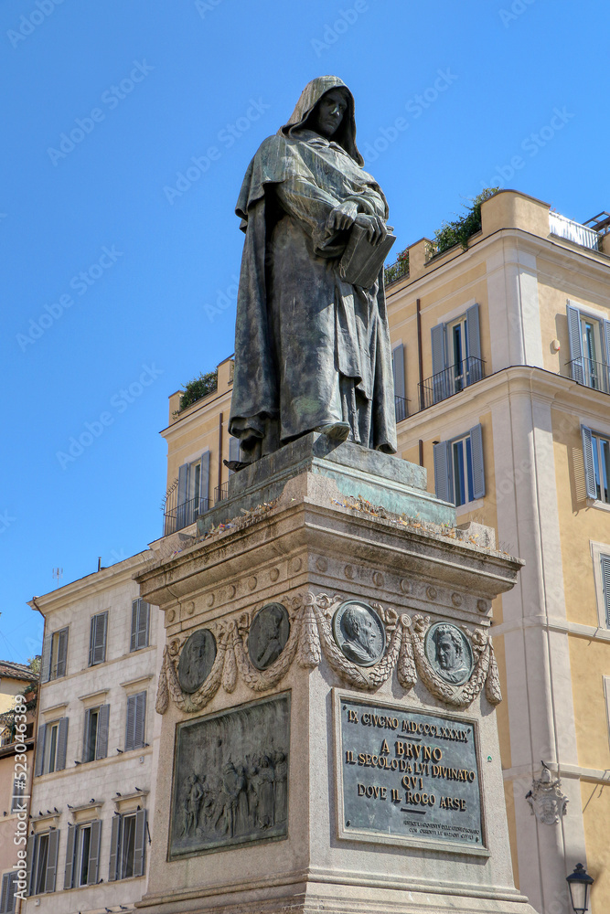 The Monument to Giordano Bruno in Campo de 'Fiori in Rome, Italy 