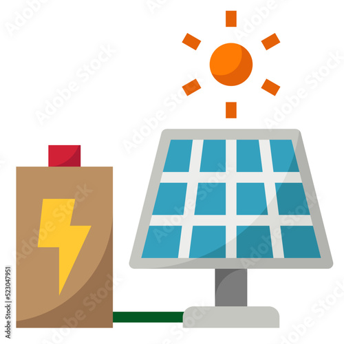 Solar energy cell power ecology - flat icon